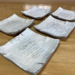 たち吉　橘吉　粉引き　銘々皿　5枚セット 角小皿 菓子皿　取り皿　和皿　和食器