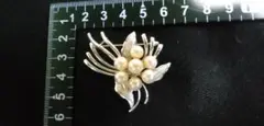 本真珠　花デザイン シルバーパールブローチ