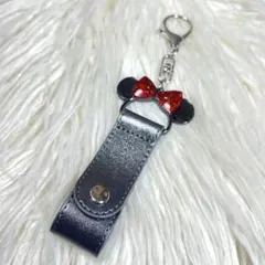 【未使用】ディズニー　カチューシャホルダー　　ミニー　キーホルダー　黒　シルバー