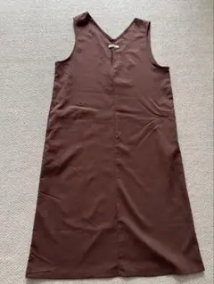 レッドブラウン ジャンパースカート ノースリーブワンピース