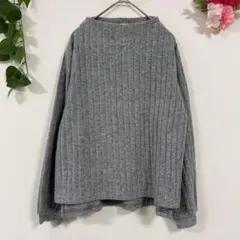 【a.v.v standard】 長袖 ニット セーター M グレー リブ編み