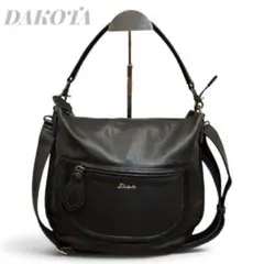 【美品】Dakota ショルダーバッグ ブラック レザー ロゴ ダコタ 黒