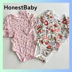 美品　HonestBaby ボディスーツ　ロンパース　ピンク 花柄　2枚セット