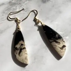 パームルートアゲート　ハンドメイド　ピアス　サージカルステンレス　シンプル