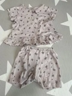 アプレレクール花柄フリル付きベビーパジャマ 80