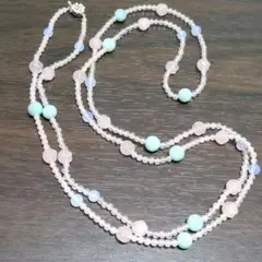 ローズクォーツとビーズ　ロング　ネックレス 　　AC.1617