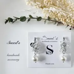 ▪ファルファーレ＆パールビーズ×ハート♡メタルチャームピアス／イヤリング