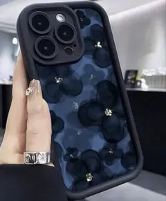 【新品】 iPhone15 スマホ ケース ダークフラワー 韓国 おしゃれ 花