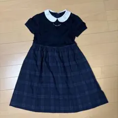 familiar 120 ネイビー チェック ワンピース