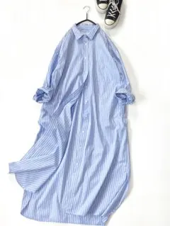 美品アーバンリサーチきれい色羽織りコットンストライプシャツワンピース♪.