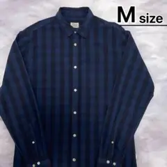 USA古着　長袖シャツ　M　チェック柄　ブルー　ネイビー　JACK&JONESのサムネイル