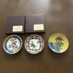九谷焼き特選銘品　豆皿　青郊窯　3点セットのサムネイル
