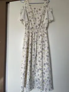 MAJESTIC LEGON フラワープリント フリル袖 ロングワンピース