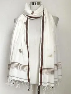 カディコットン　ジャムダニ織　ストール　F