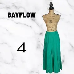 【BAYFLOW】リネンコットンフレアスカート　裏地　ウエストゴム　薄手　裏地