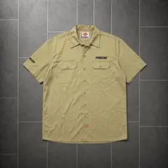 Dickies PRECOR 企業ロゴ ワークシャツ 半袖 ベージュ L 古着のサムネイル