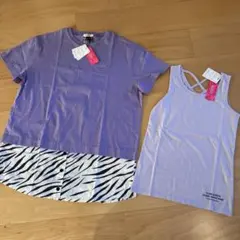 ピンクラテ　紫 Tシャツとタンクトップ セット S/160のサムネイル