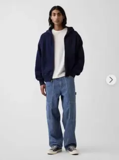 新品 GAP EXTRA BAGGY ペインターパンツ ストライプ 33W32Lのサムネイル