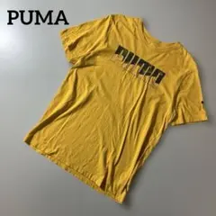 【PUMA】黄色Tシャツ Mサイズ ロゴプリント 腕ワンポイント