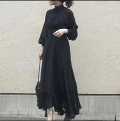 美品★シースルーロングワンピース ブラック レディース シフォン マキシ丈
