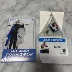crazy raccoon ローソン　ありさか　クリアケース　アクリルバッジ