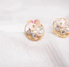 プレゼントパッケージ❁ アコヤ真珠 のピアス ビジュー 花