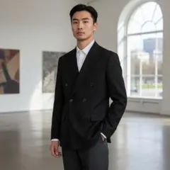 MIYUKI KEORI ダブルスーツ ジャケット フォーマル 日本製 礼服 黒