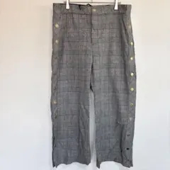 ZARA WOMAN ザラ グレンチェック サイドボタン ワイドパンツ L