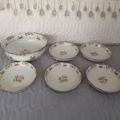 橘吉 日本製 花柄陶磁器皿セット 6点