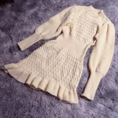 【SHEIN】ウエストシェイプ ケーブル編み ニットワンピース