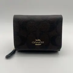 コーチ COACH 三つ折り財布 シグネチャー ブラウン コンパクトウォレット