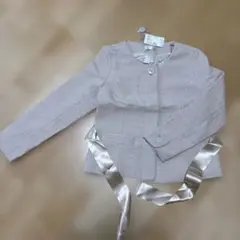 Techichi ベージュ ボタン付きジャケット サテンリボン付き