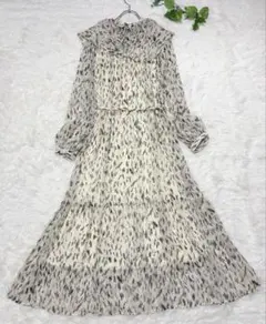 KBFアーバンリサーチ＊つけ襟プリントロングワンピース＊マキシ丈　ワンサイズ