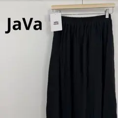 JaVa 綿100% 楊柳フレアロングスカート ブラック L jv0940129のサムネイル