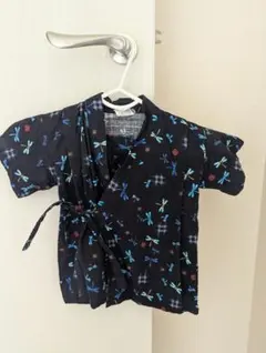 青いトンボ柄 ベビー甚平 80cm