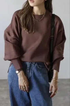 Bonjour Sagan バレルスリーブサイドリブニットプルオーバー