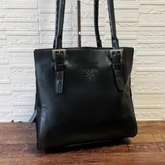 プラダ ロゴ ナイロン×レザー ショルダー バッグ ブラック 黒