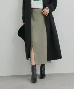 un dix cors スリットダンボールナロースカート　カーキのサムネイル