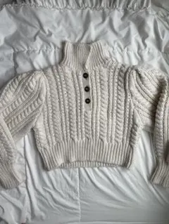 ZARA アイボリー ケーブルニット ハイネック