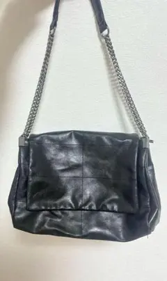 ZARA（ザラ）レザーチェーンショルダーバッグ ブラック
