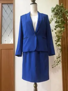 青色 スーツ3点セットアップ(40)