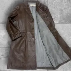 バルマン BALMAIN PARIS ロングレザーチェスターコート 羊革　L