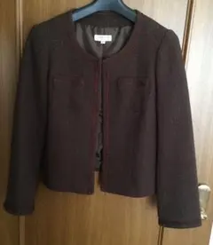 ブラウン ノーカラージャケット