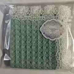 近沢レース タオルハンカチ クマ グリーン