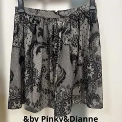 &by Pinky&Dianne レース柄 フレアスカート ミニ丈 ブラックのサムネイル