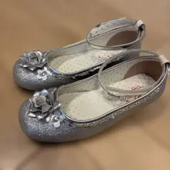 フォーマルシューズ　シルバーラメ　22センチ