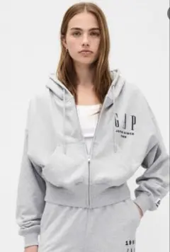 30th アニバーサリー GAPロゴ ジップアップパーカー　グレー　XL