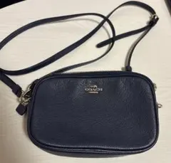 美品 COACH コーチ ショルダーバッグ ネイビー 紺 レザー