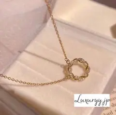 ネックレス サージカルステンレス 編み込ジルコニアダイヤ 人気★ デザインフープ