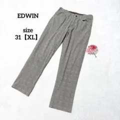 EDWIN エドウィン カジュアルパンツ チェック柄　ストレッチ グレー XLのサムネイル